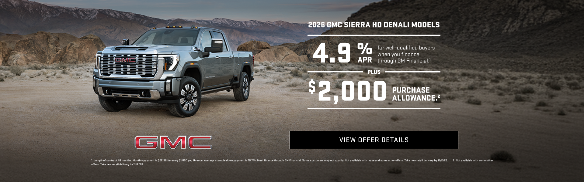 4.9% APR for well-qualified buyers when you finance through GM Financial.1

Plus, $2,000 PURCHASE...